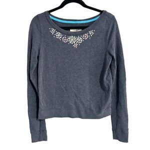 Hollister navy blue jeweled, crewneck sweatshirt, size small